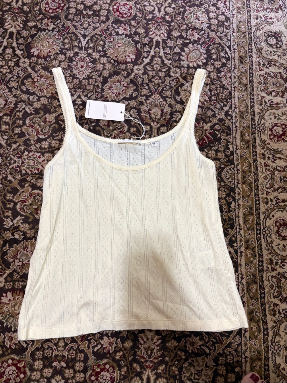 NWT Doen Shae tank in pointelle creme citron - Picture 8 of 8